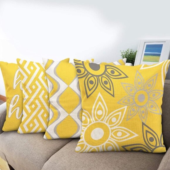 Set of 4 Decorative Throw Pillow Covers | 18" x 18" | Geometric Print | - Picture 9 of 9